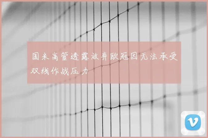 国米高管透露放弃欧冠因无法承受双线作战压力